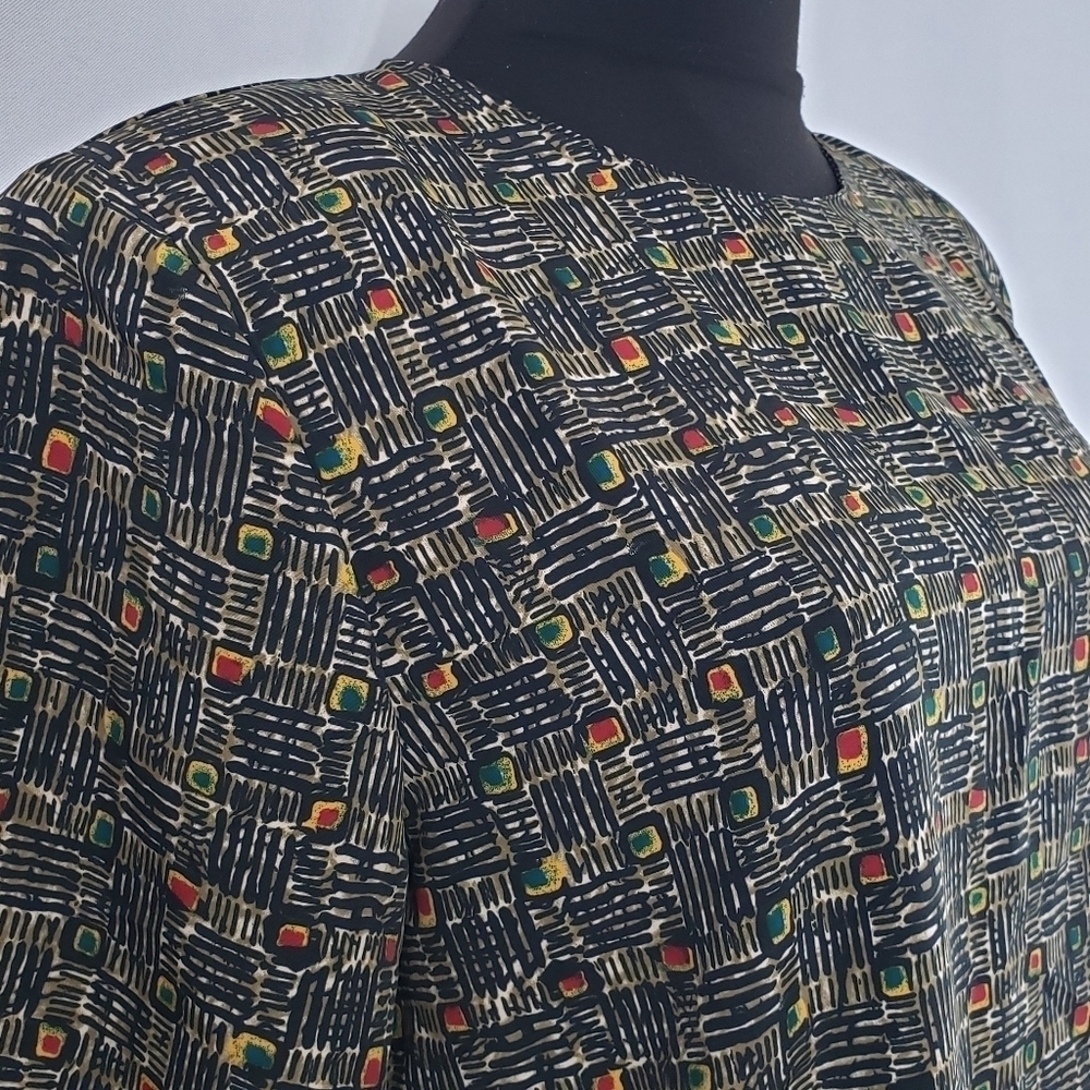 Vintage 80s Impression of California Womens Multicolored Abstract Top sz Medium